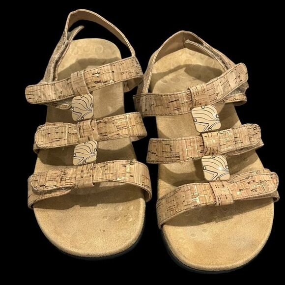 Vionic Amber 44 Orthaheel Women's Sandals Sz 10 US Gold Comfort Cork Shoes 42 EU - Picture 2 of 8